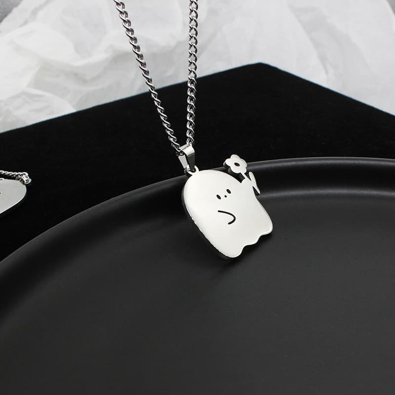 Collar de Pareja Gatito y Fantasma Kawaii